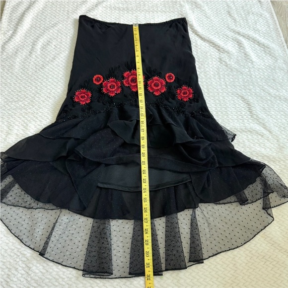 VTG Sue Wong Silk Beaded Embroidered Skirt Top 6 Black Whimsigoth Coquette Dress - Picture 13 of 17